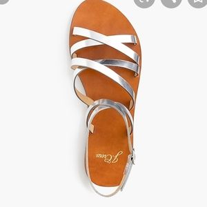 J. Crew Silver and Tan Sandals